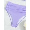 imageFloerns Womens 2 Piece Ruched High Waisted Push Up Spaghetti Strap Bikini SwimsuitLilac Purple