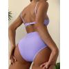 imageFloerns Womens 2 Piece Ruched High Waisted Push Up Spaghetti Strap Bikini SwimsuitLilac Purple