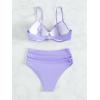 imageFloerns Womens 2 Piece Ruched High Waisted Push Up Spaghetti Strap Bikini SwimsuitLilac Purple