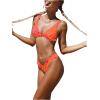 imageFloerns Womens 2 Piece Swimsuit Zebra Striped Tie Back Bra and High Cut Bottoms SetPink and Orange