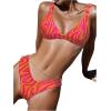 imageFloerns Womens 2 Piece Swimsuit Zebra Striped Tie Back Bra and High Cut Bottoms SetPink and Orange