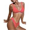 imageFloerns Womens 2 Piece Swimsuit Zebra Striped Tie Back Bra and High Cut Bottoms SetPink and Orange