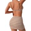 imageFloerns Womens 3 Piece Bathing Suit Allover Print Swimwear Bikini Swimsuit with Beach SkirtCoffee Brown