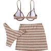 imageFloerns Womens 3 Piece Bathing Suit Allover Print Swimwear Bikini Swimsuit with Beach SkirtCoffee Brown
