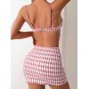 imageFloerns Womens 3 Piece Bathing Suit Allover Print Swimwear Bikini Swimsuit with Beach SkirtDusty Pink
