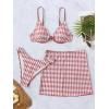 imageFloerns Womens 3 Piece Bathing Suit Allover Print Swimwear Bikini Swimsuit with Beach SkirtDusty Pink