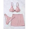 imageFloerns Womens 3 Piece Bathing Suit Allover Print Swimwear Bikini Swimsuit with Beach SkirtDusty Pink