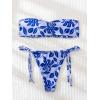 imageFloerns Womens All Over Print Tube Bandeau Bralette Tie Side Bikini SwimwearBlue
