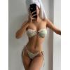 imageFloerns Womens All Over Print Tube Bandeau Bralette Tie Side Bikini SwimwearGreen Floral