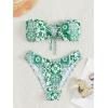imageFloerns Womens All Over Print Tube Bandeau Bralette Tie Side Bikini SwimwearGreen Flower