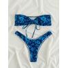 imageFloerns Womens All Over Print Tube Bandeau Bralette Tie Side Bikini SwimwearOcean Blue