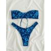 imageFloerns Womens All Over Print Tube Bandeau Bralette Tie Side Bikini SwimwearOcean Blue