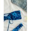 imageFloerns Womens All Over Print Tube Bandeau Bralette Tie Side Bikini SwimwearOcean Blue