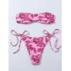 imageFloerns Womens All Over Print Tube Bandeau Bralette Tie Side Bikini SwimwearPink