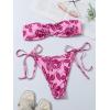 imageFloerns Womens All Over Print Tube Bandeau Bralette Tie Side Bikini SwimwearPink