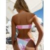 imageFloerns Womens All Over Print Tube Bandeau Bralette Tie Side Bikini SwimwearPink Plaid