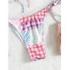 imageFloerns Womens All Over Print Tube Bandeau Bralette Tie Side Bikini SwimwearPink Plaid