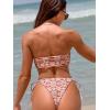 imageFloerns Womens All Over Print Tube Bandeau Bralette Tie Side Bikini SwimwearRed Multi