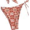 imageFloerns Womens All Over Print Tube Bandeau Bralette Tie Side Bikini SwimwearRed Multi