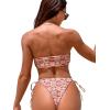imageFloerns Womens All Over Print Tube Bandeau Bralette Tie Side Bikini SwimwearRed Multi