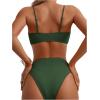 imageFloerns Womens Bathing Suit Floral Print High Waist 2 Piece Bikini SwimsuitArmy Green Solid