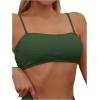imageFloerns Womens Bathing Suit Floral Print High Waist 2 Piece Bikini SwimsuitArmy Green Solid
