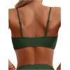 imageFloerns Womens Bathing Suit Floral Print High Waist 2 Piece Bikini SwimsuitArmy Green Solid