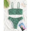 imageFloerns Womens Bathing Suit Floral Print High Waist 2 Piece Bikini SwimsuitGreen Multi