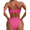 imageFloerns Womens Bathing Suit Floral Print High Waist 2 Piece Bikini SwimsuitHot Pink