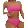 imageFloerns Womens Bathing Suit Floral Print High Waist 2 Piece Bikini SwimsuitHot Pink