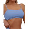 imageFloerns Womens Bathing Suit Floral Print High Waist 2 Piece Bikini SwimsuitLight Blue