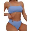 imageFloerns Womens Bathing Suit Floral Print High Waist 2 Piece Bikini SwimsuitLight Blue