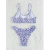 imageFloerns Womens Bathing Suit Floral Print High Waist 2 Piece Bikini SwimsuitLight Purple
