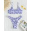 imageFloerns Womens Bathing Suit Floral Print High Waist 2 Piece Bikini SwimsuitLight Purple