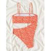 imageFloerns Womens Bathing Suit Floral Print High Waist 2 Piece Bikini SwimsuitOrange