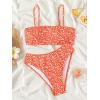 imageFloerns Womens Bathing Suit Floral Print High Waist 2 Piece Bikini SwimsuitOrange
