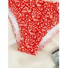 imageFloerns Womens Bathing Suit Floral Print High Waist 2 Piece Bikini SwimsuitRed and White