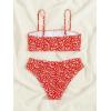 imageFloerns Womens Bathing Suit Floral Print High Waist 2 Piece Bikini SwimsuitRed and White