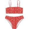 imageFloerns Womens Bathing Suit Floral Print High Waist 2 Piece Bikini SwimsuitRed and White