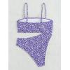 imageFloerns Womens Bathing Suit Floral Print High Waist 2 Piece Bikini SwimsuitViolet Purple