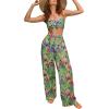 imageFloerns Womens Bathing Suit Tropical Print Bandeau Bikini Swimsuit with Beach PantsA Green Multi