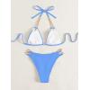 imageFloerns Womens Micro Triangle Bikini Set Cut Out Chain Two Piece Bathing SuitBlue