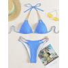 imageFloerns Womens Micro Triangle Bikini Set Cut Out Chain Two Piece Bathing SuitBlue