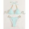 imageFloerns Womens Micro Triangle Bikini Set Cut Out Chain Two Piece Bathing SuitLight Blue