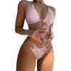 imageFloerns Womens Micro Triangle Bikini Set Cut Out Chain Two Piece Bathing SuitPink