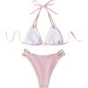 imageFloerns Womens Micro Triangle Bikini Set Cut Out Chain Two Piece Bathing SuitPink
