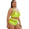 imageFloerns Womens Plus Size Bathing Suit Fishnet High Waist Bikini Set Rave OutfitB Neon Green