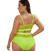 imageFloerns Womens Plus Size Bathing Suit Fishnet High Waist Bikini Set Rave OutfitB Neon Green