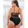 imageFloerns Womens Plus Size Bathing Suit Fishnet High Waist Bikini Set Rave OutfitBlack