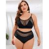 imageFloerns Womens Plus Size Bathing Suit Fishnet High Waist Bikini Set Rave OutfitBlack